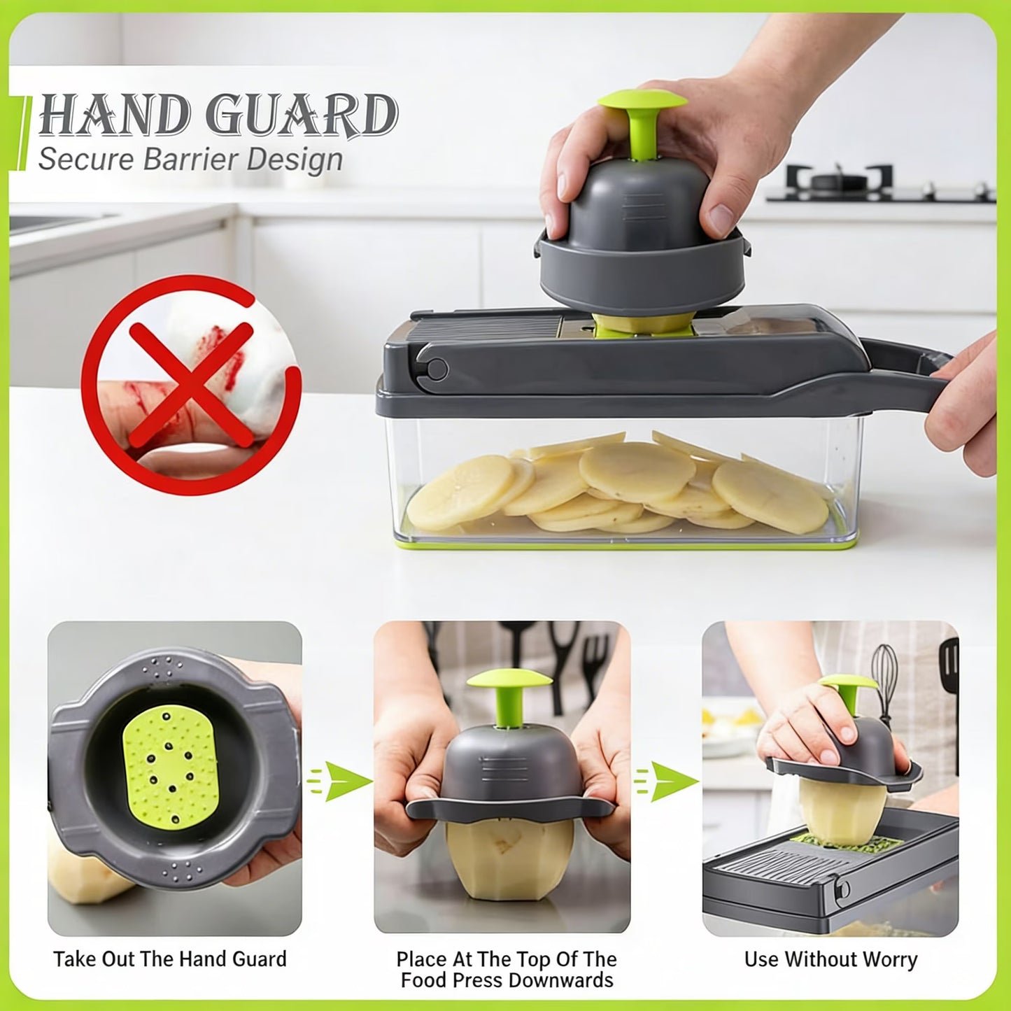 10-in-1 Vegetable Chopper Mandoline Slicer with Colander Basket & Storage Case