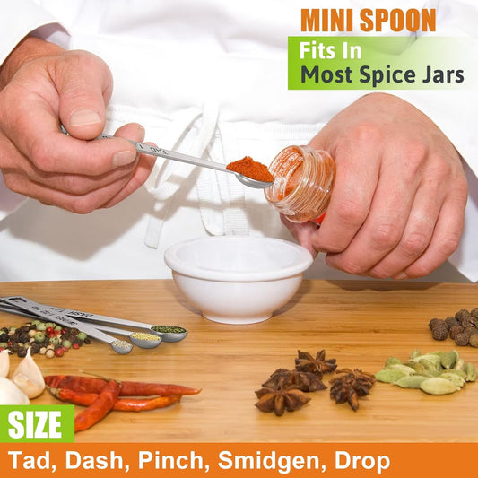 16-Piece Stainless Steel Measuring Cups & Spoons Set for Cooking & Baking