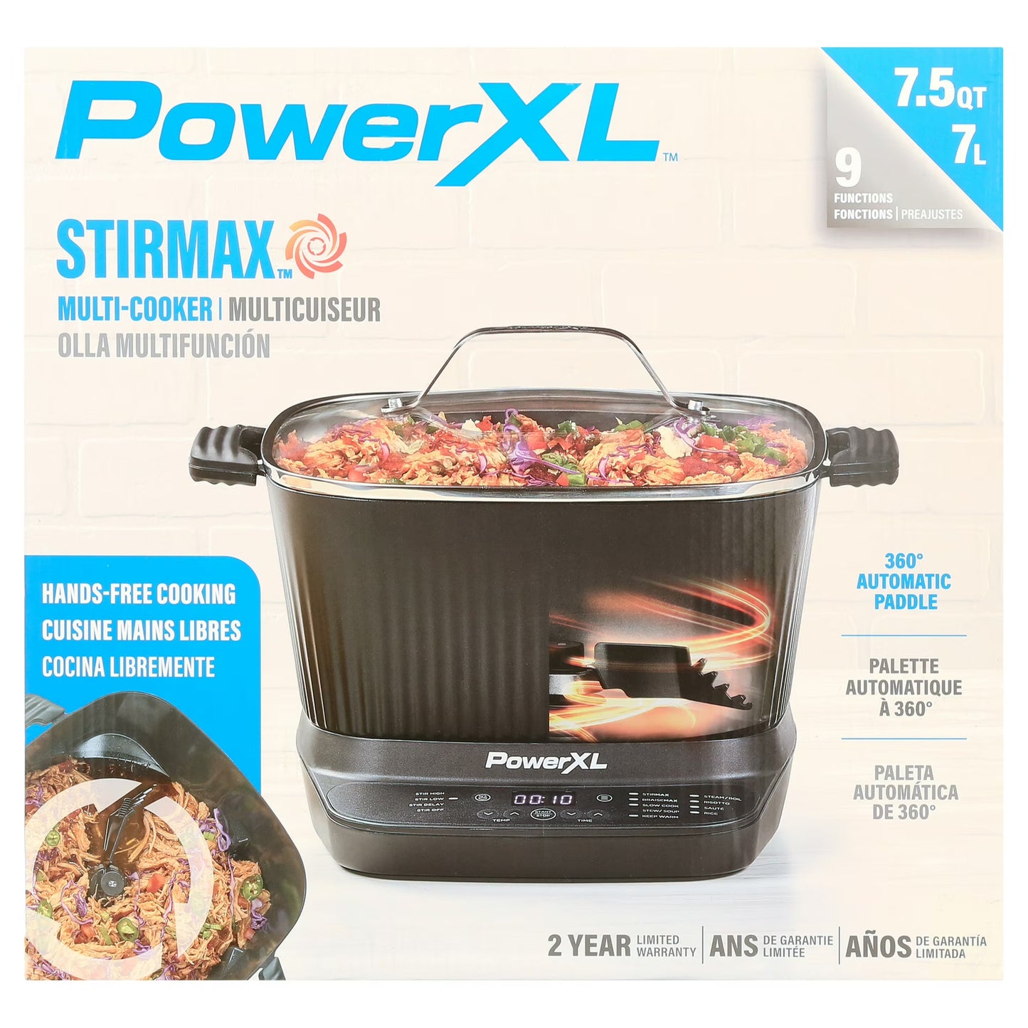 PowerXL StirMax 7.5 Qt Multi-Cooker with Auto Stir Paddle – Matte Black