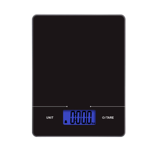 Mainstays Tempered Glass Slimline Digital Scale with Blue Backlit Display, Black