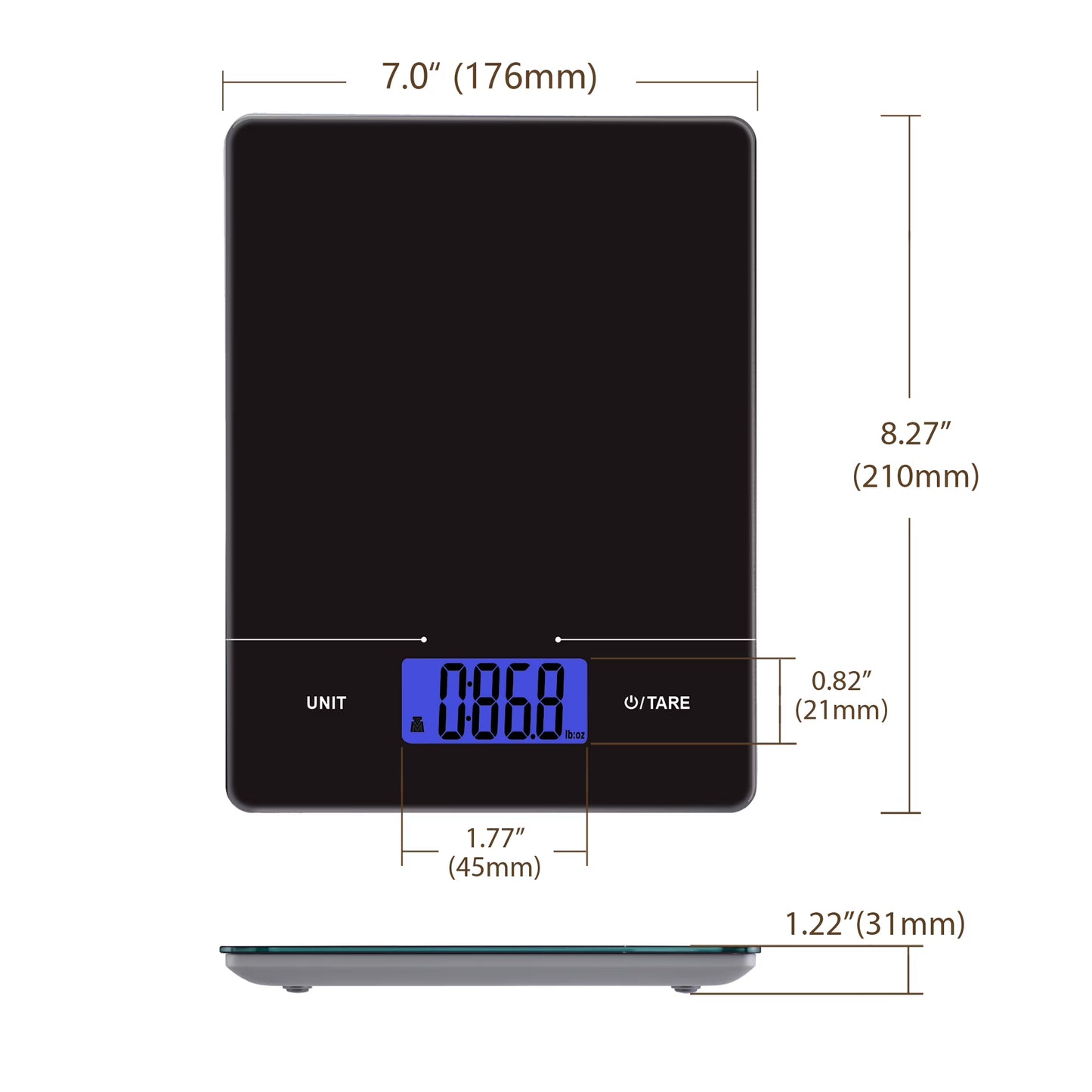 Mainstays Tempered Glass Slimline Digital Scale with Blue Backlit Display, Black
