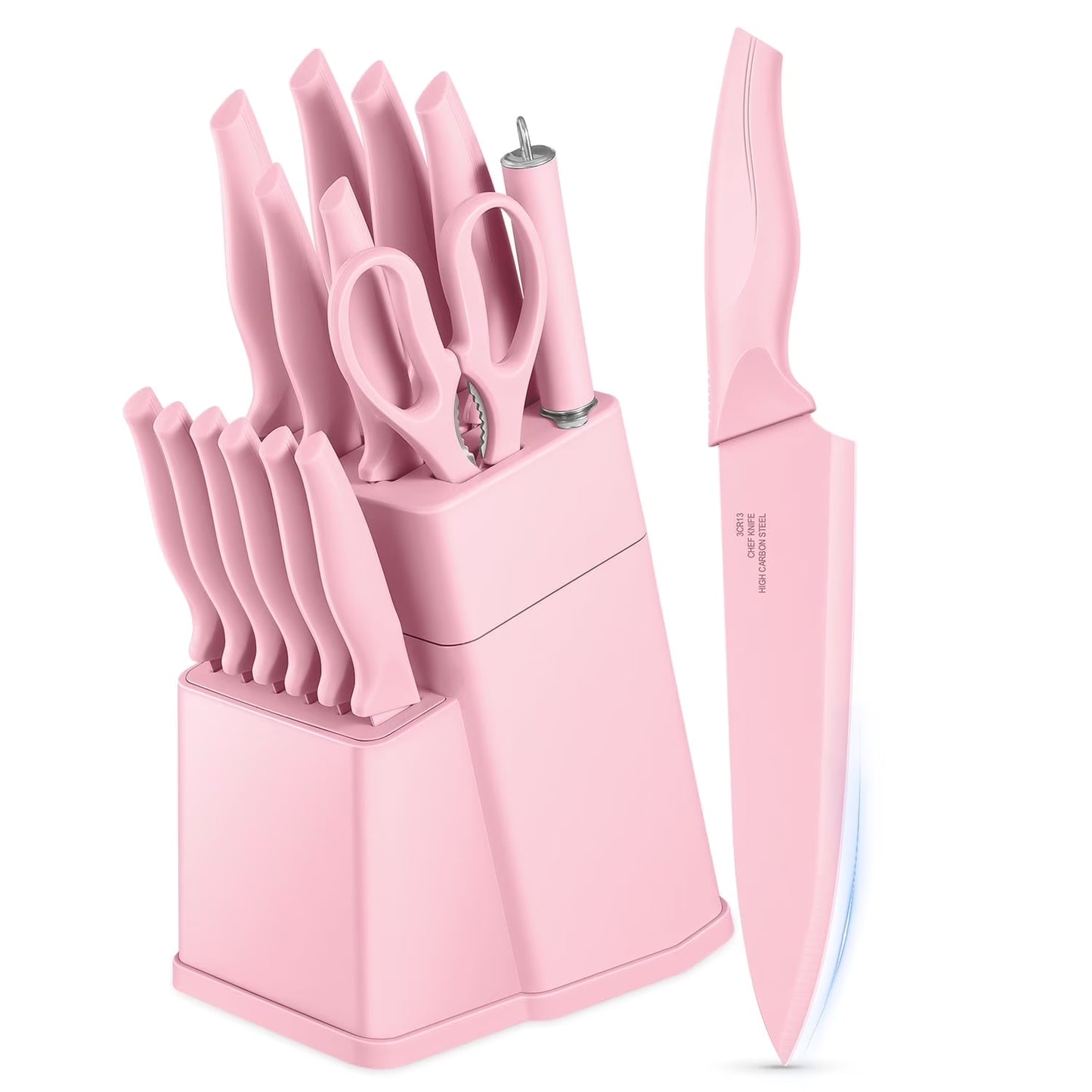 Vesteel 15-Piece Kitchen Knife Set with Block & Sharpener