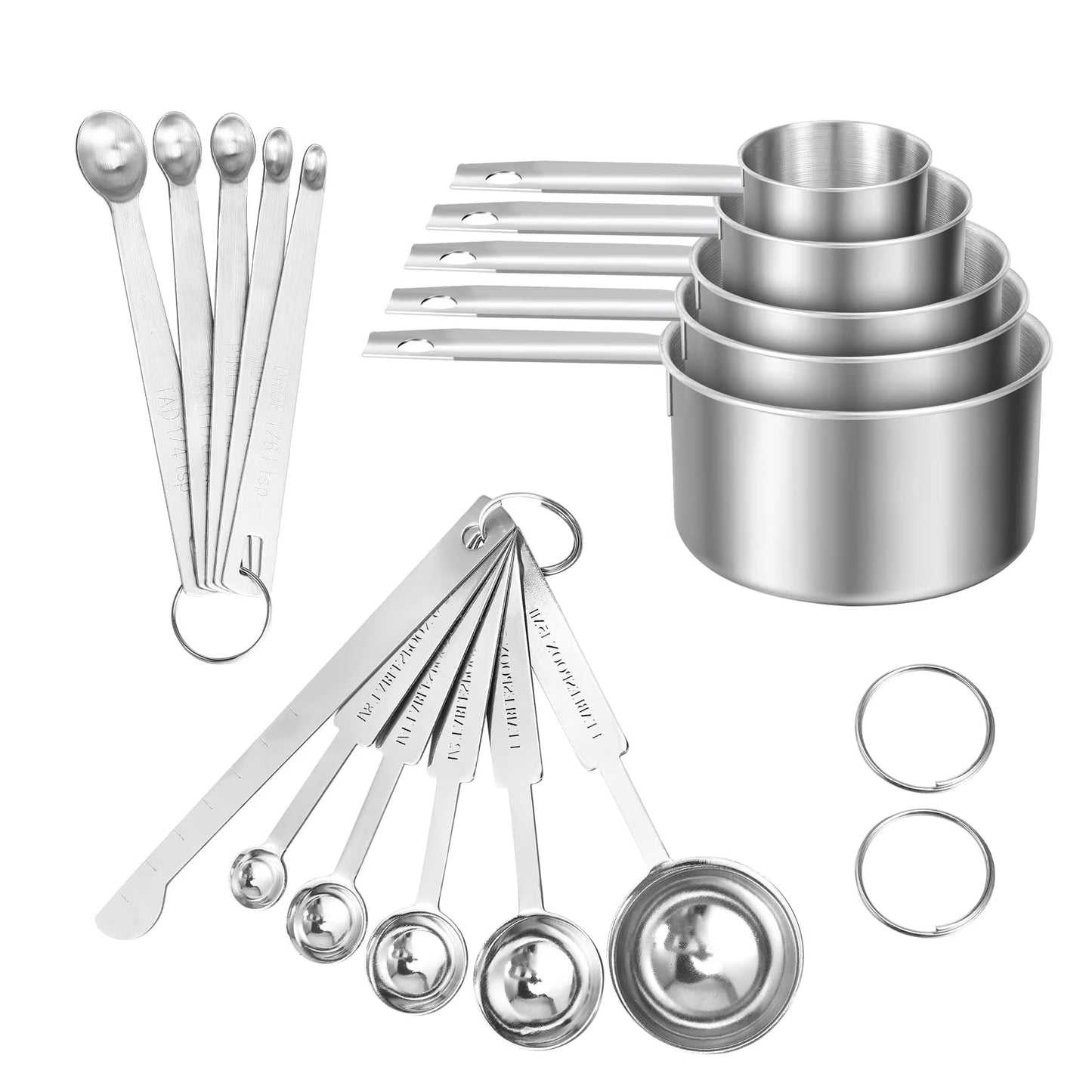16-Piece Stainless Steel Measuring Cups & Spoons Set for Cooking & Baking