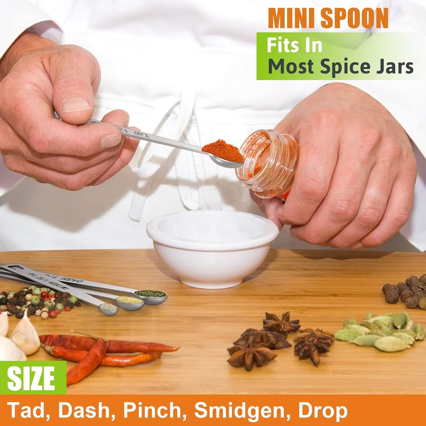 16-Piece Stainless Steel Measuring Cups & Spoons Set for Cooking & Baking