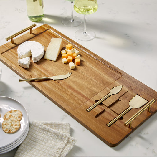 Better Homes & Gardens Acacia Cheese Board with Tools – 22" x 11.22"