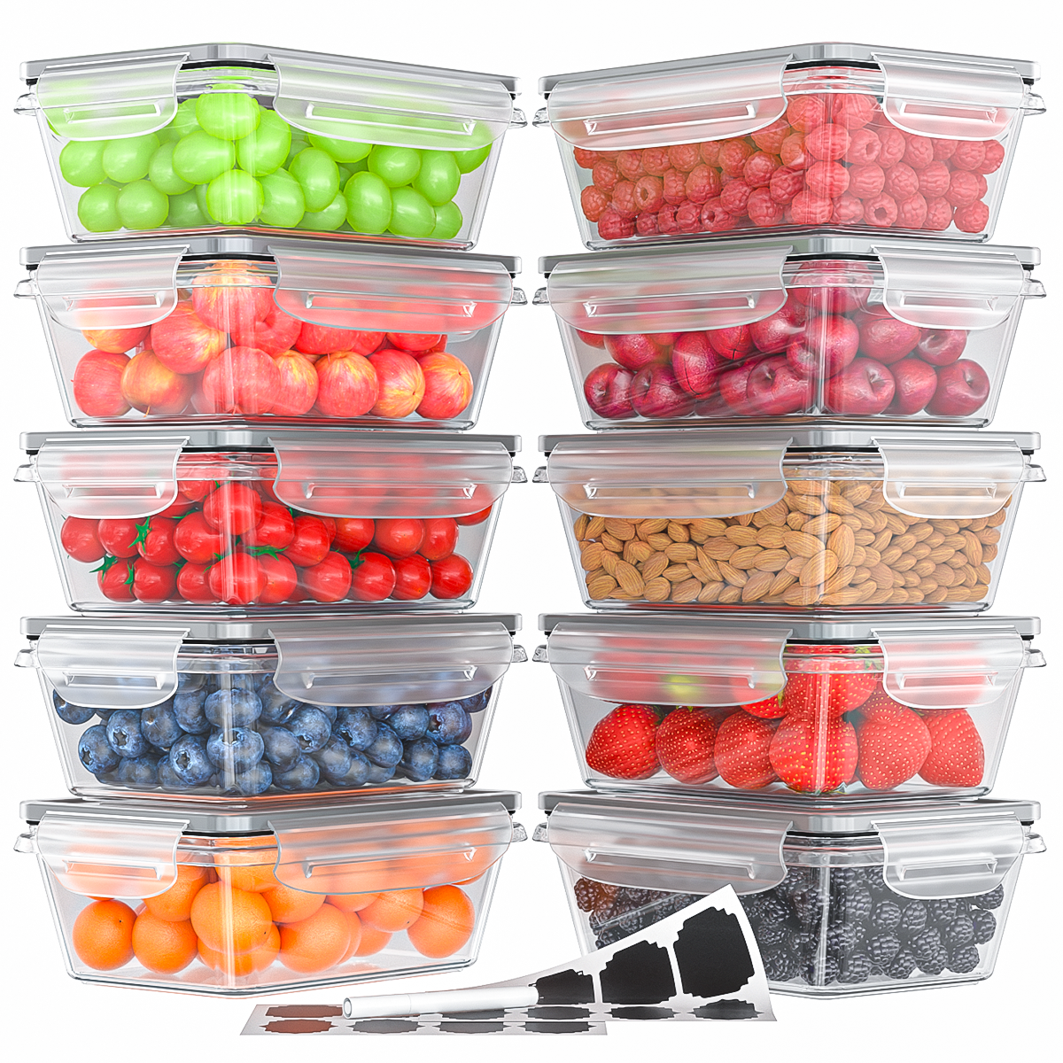 GPED 20-Piece Food Storage Containers with Lids, Airtight Stackable Meal Prep Set