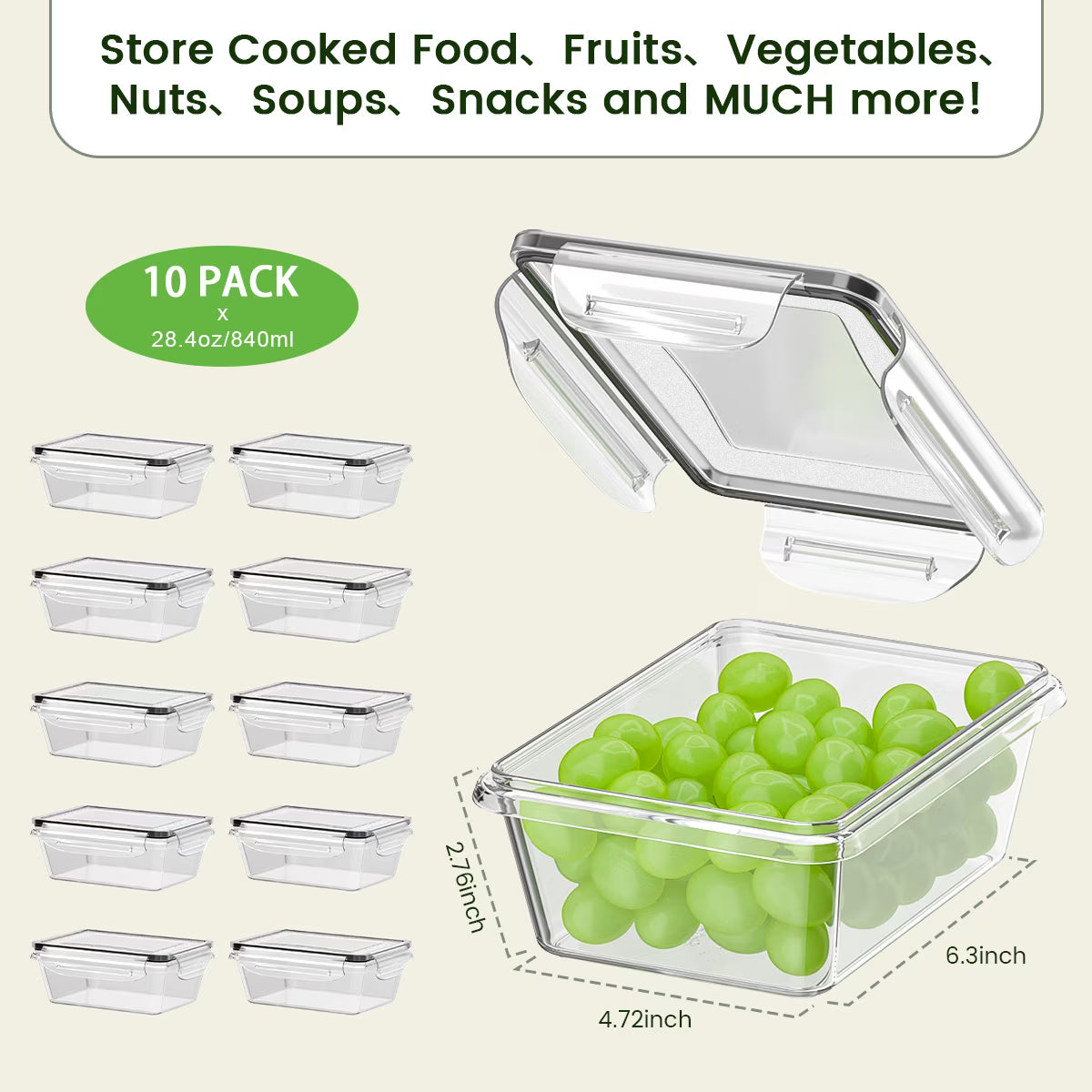 GPED 20-Piece Food Storage Containers with Lids, Airtight Stackable Meal Prep Set