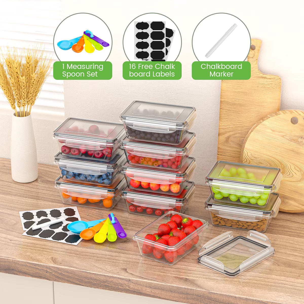GPED 20-Piece Food Storage Containers with Lids, Airtight Stackable Meal Prep Set