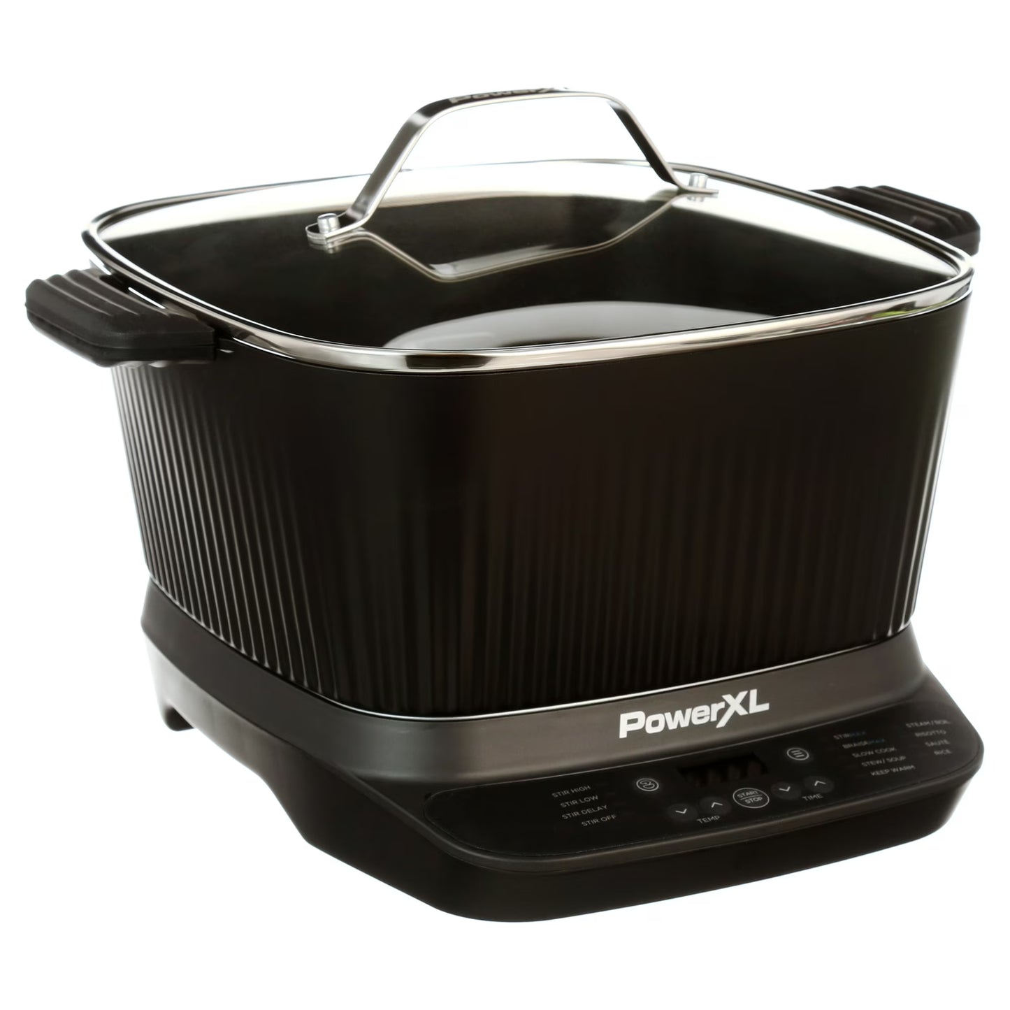 PowerXL StirMax 7.5 Qt Multi-Cooker with Auto Stir Paddle – Matte Black