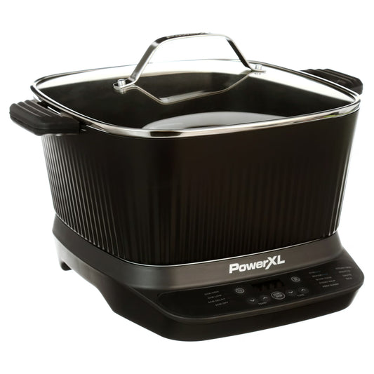 PowerXL StirMax 7.5 Qt Multi-Cooker with Auto Stir Paddle – Matte Black