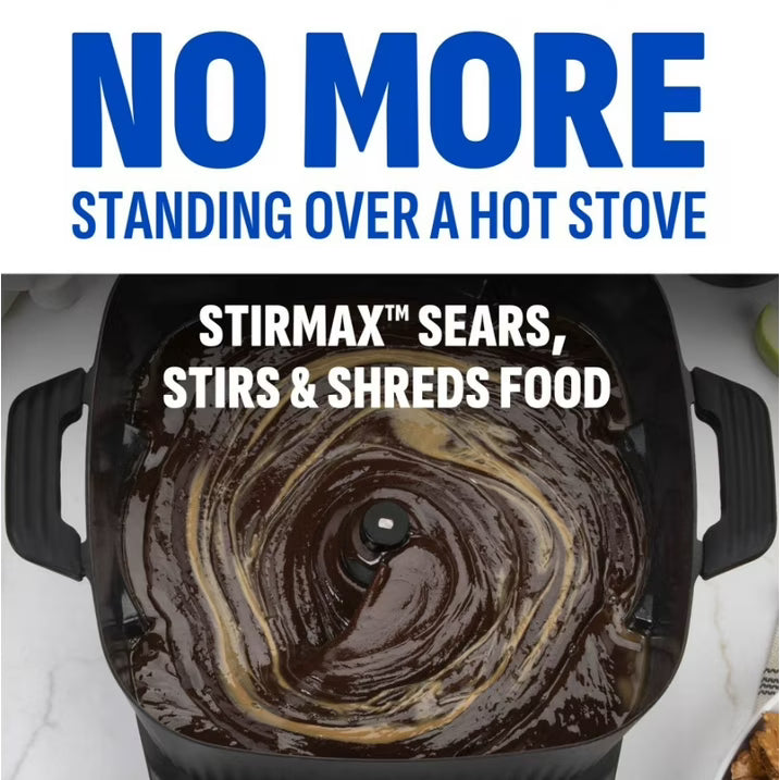 PowerXL StirMax 7.5 Qt Multi-Cooker with Auto Stir Paddle – Matte Black