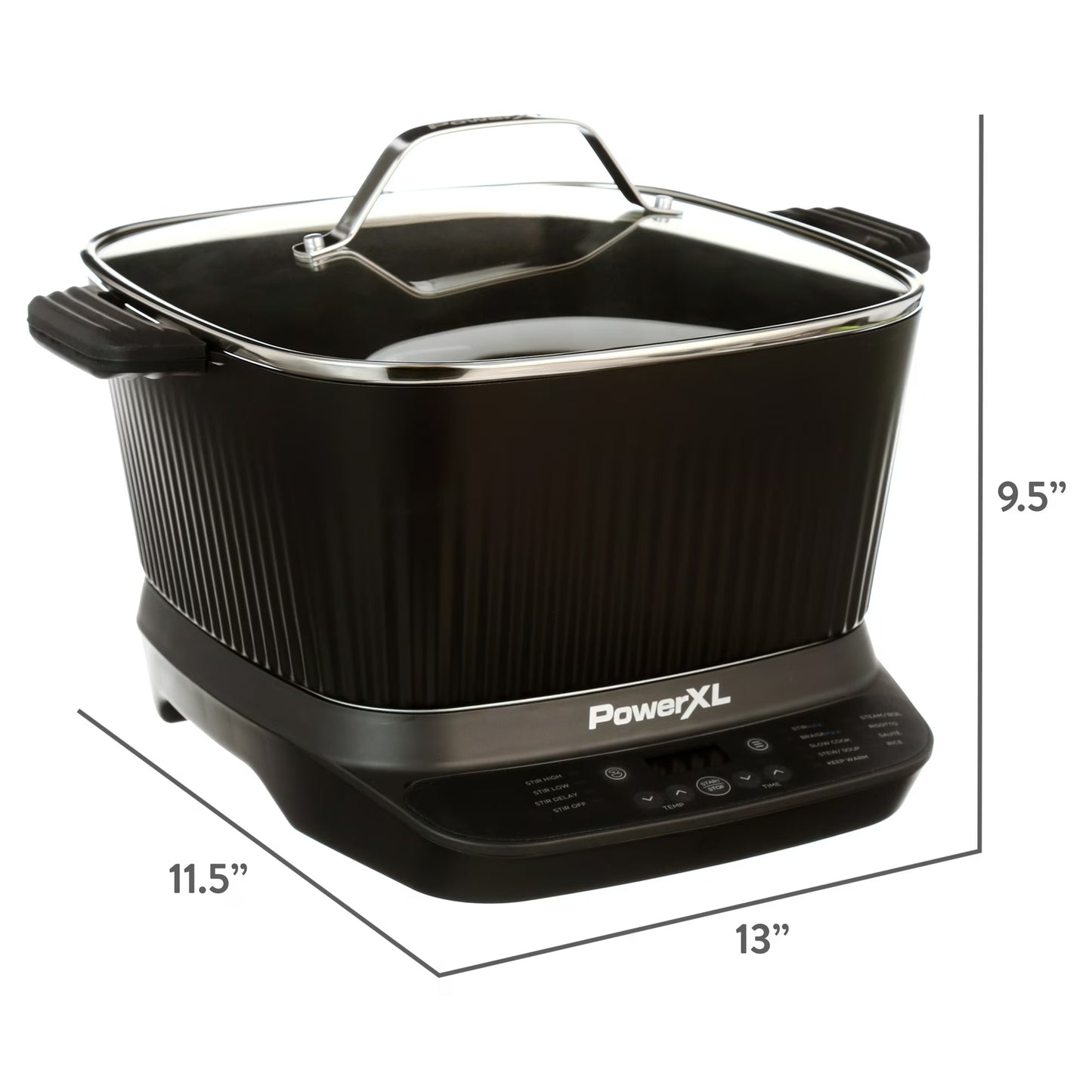 PowerXL StirMax 7.5 Qt Multi-Cooker with Auto Stir Paddle – Matte Black