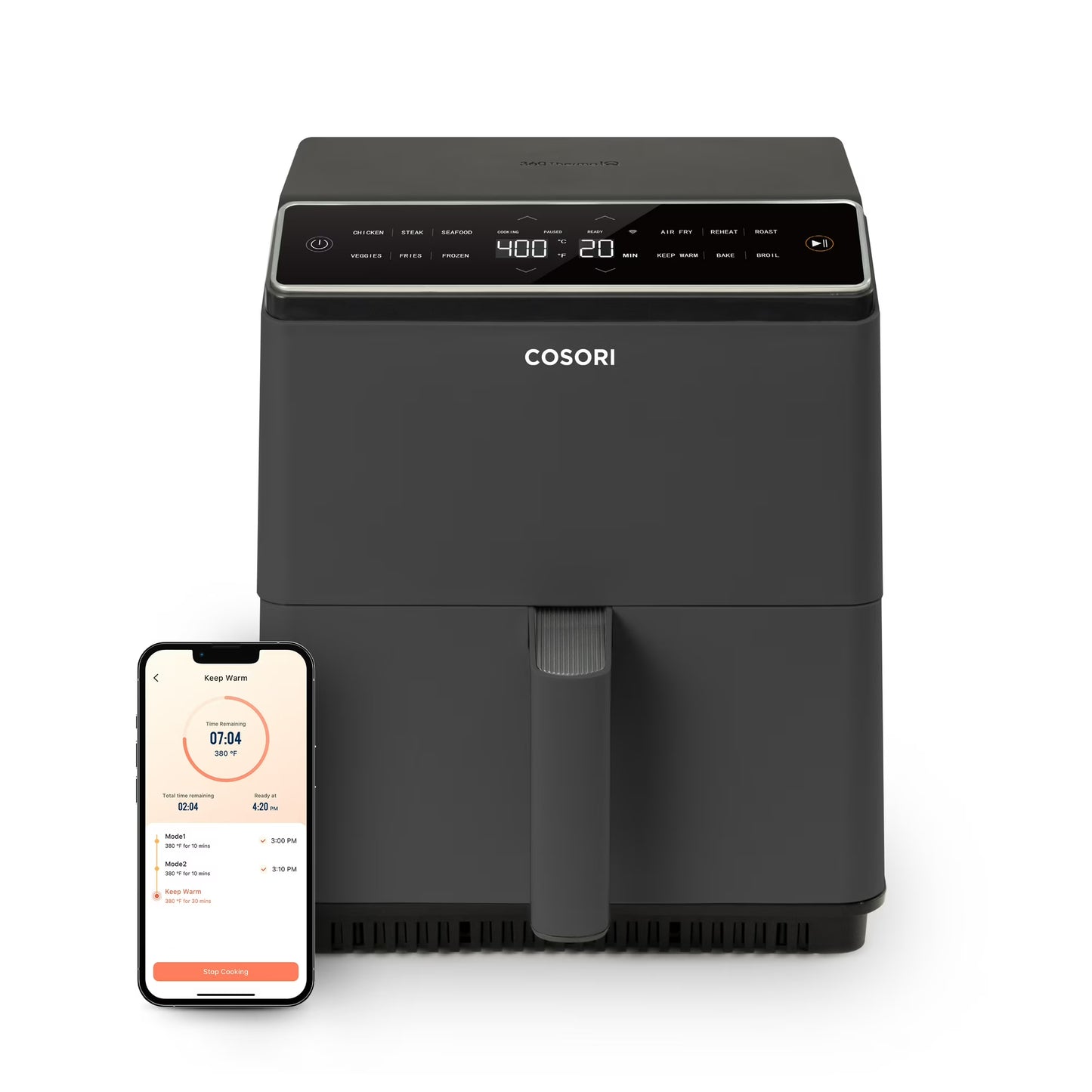 COSORI Dual Blaze 6.8qt Ceramic Coating Smart Air Fryer – Dark Gray