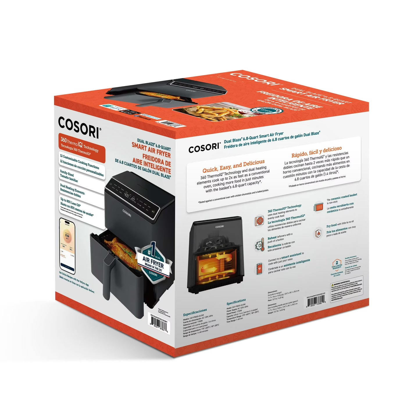 COSORI Dual Blaze 6.8qt Ceramic Coating Smart Air Fryer – Dark Gray