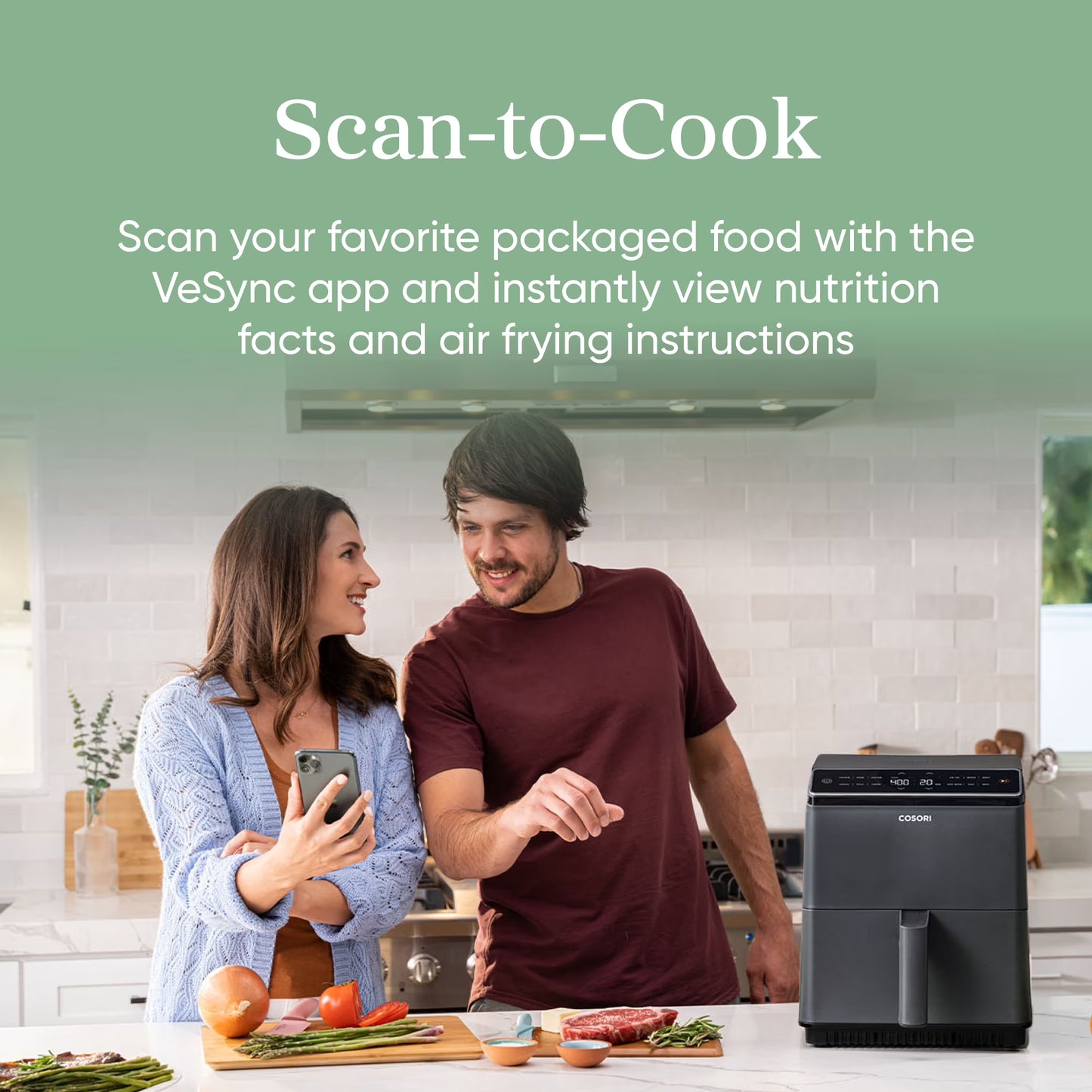 COSORI Dual Blaze 6.8qt Ceramic Coating Smart Air Fryer – Dark Gray