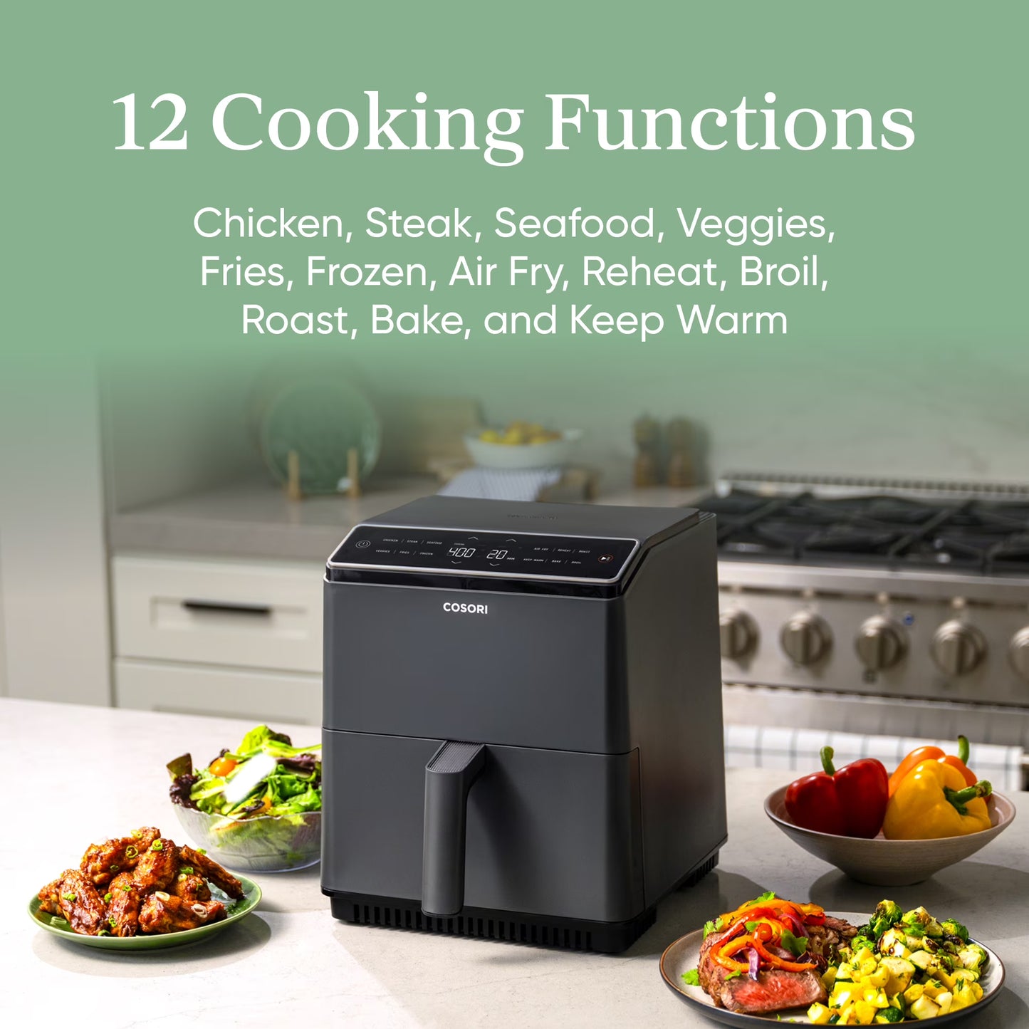 COSORI Dual Blaze 6.8qt Ceramic Coating Smart Air Fryer – Dark Gray
