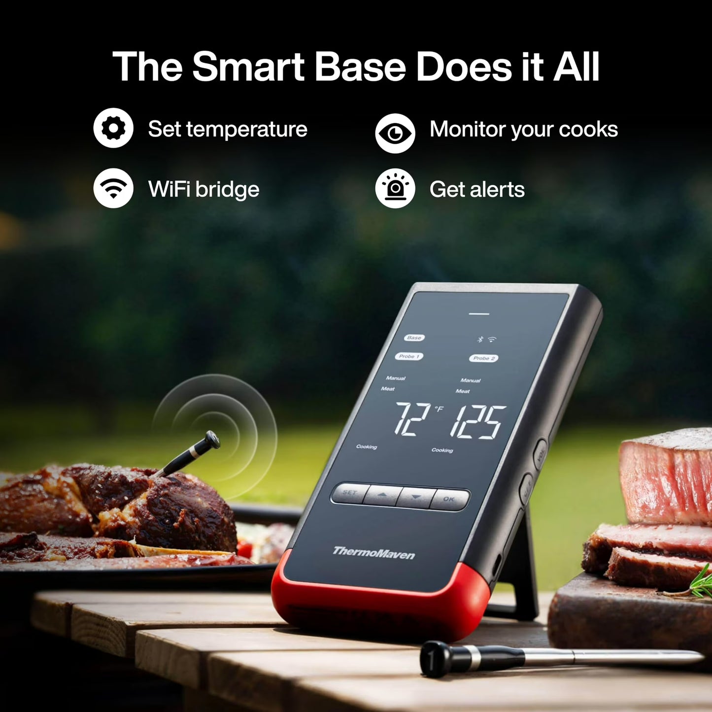 ThermoMaven Wireless Meat Thermometer with WiFi & Bluetooth, 2 Probes