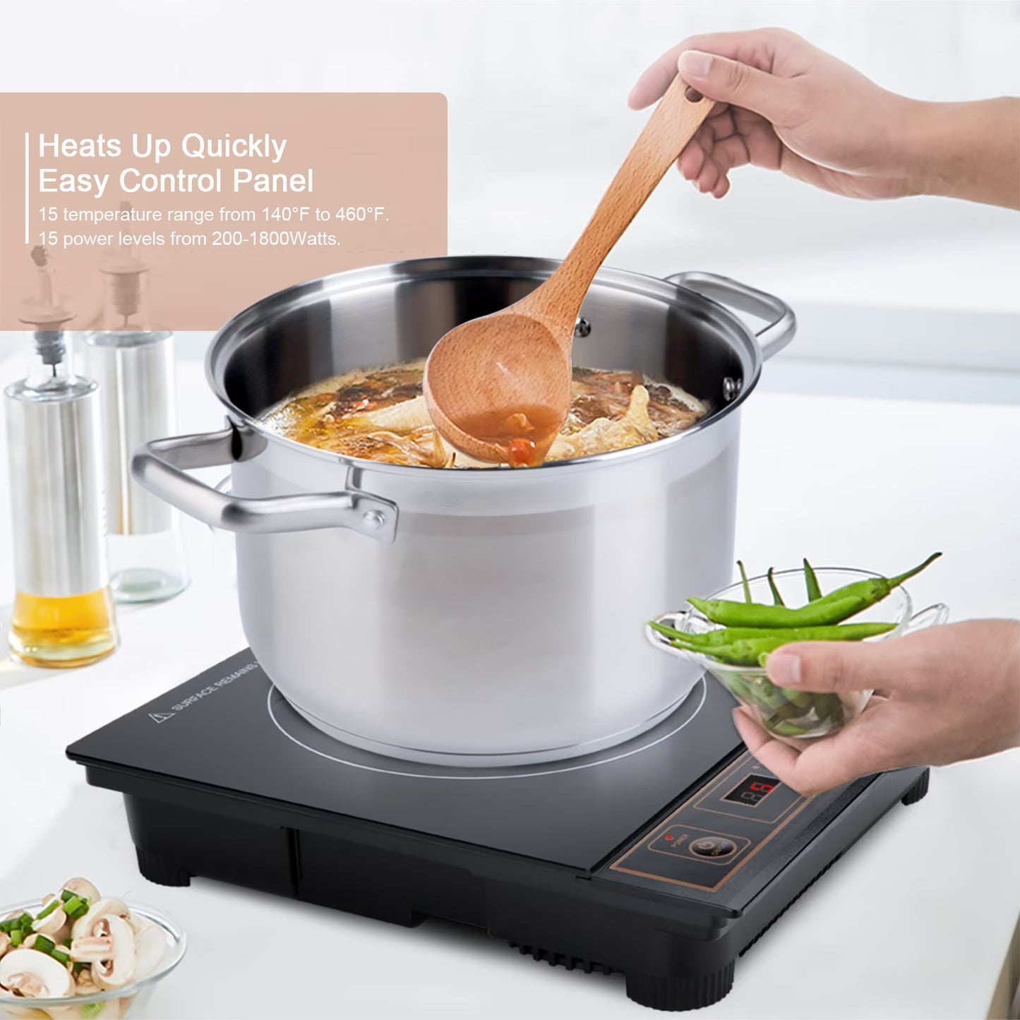 Duxtop 1800W Portable Induction Cooktop Countertop Burner – Gold